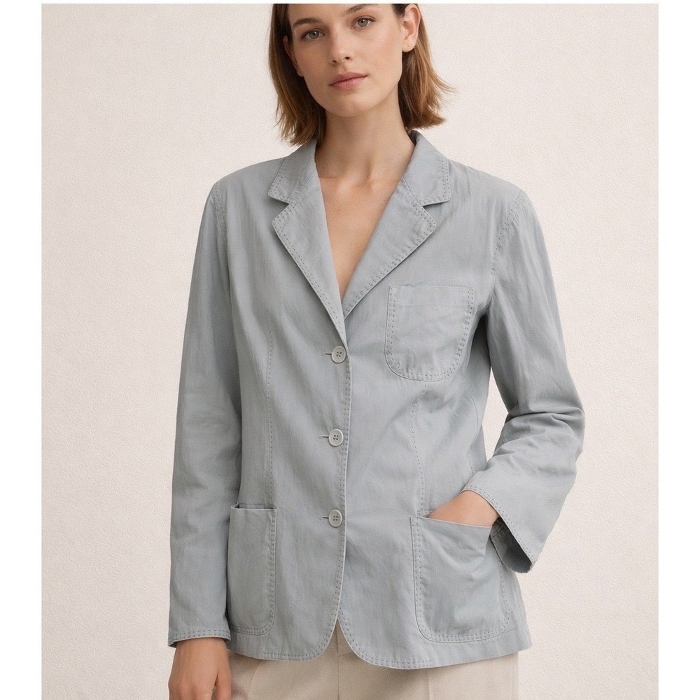 Moschino Couture Light Blue Pick Stitch Blazer Jacket Made in Italy IT 44 US 8